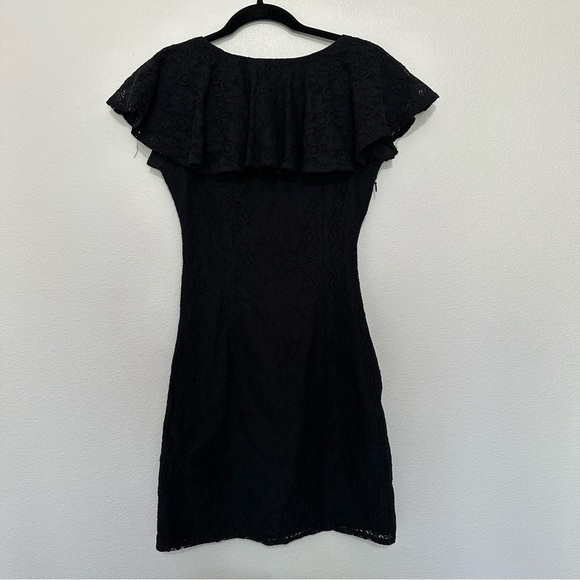 Shabby apple ruffle neckline lace sheath dress women’s size 0/2 black flawed - Picture 1 of 5